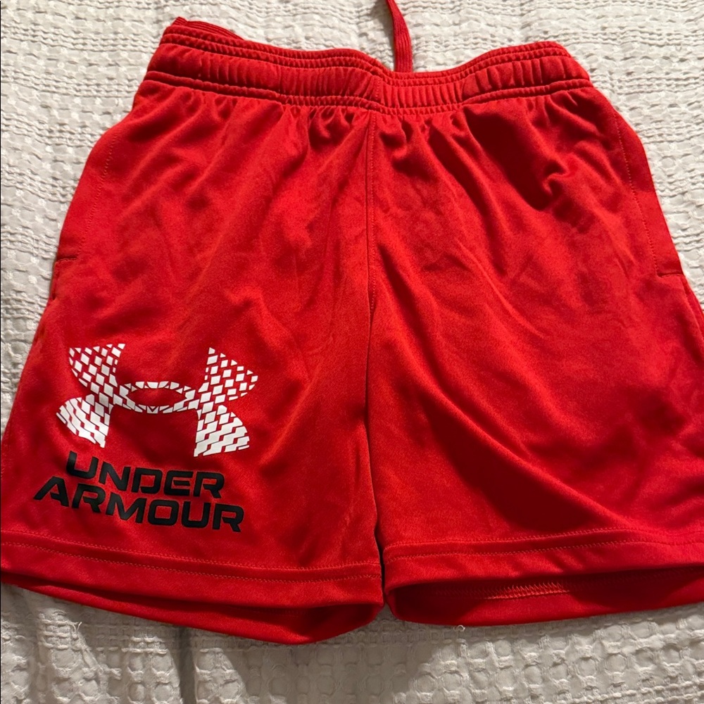 Under Armour Red Performance Basketball Shorts with Logo